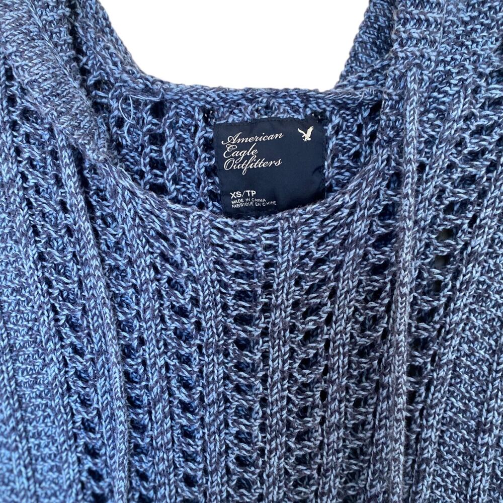 American Eagle Outfitters Beaded Crochet Hooded Sweater Size X-Small - Picture 5 of 6